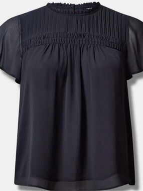 torrid Black Pleated Yoke Ruffle Sleeve Blouse
